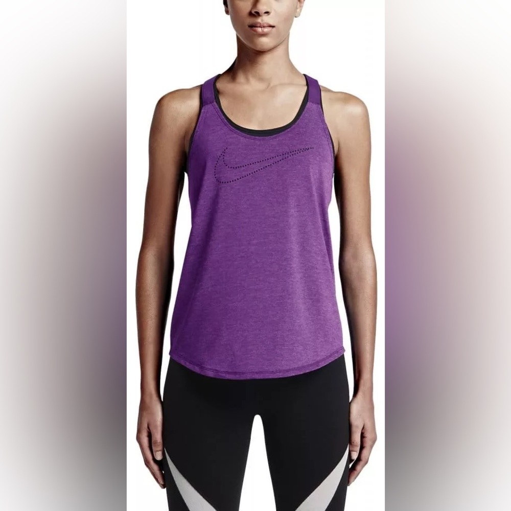Nike Dri Fit Elastika Purple Perforated Tank Top